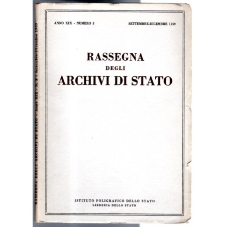 RASSEGNA DEGLI ARCHIVI DI STATO-n 3, settembre/dicembre-1959