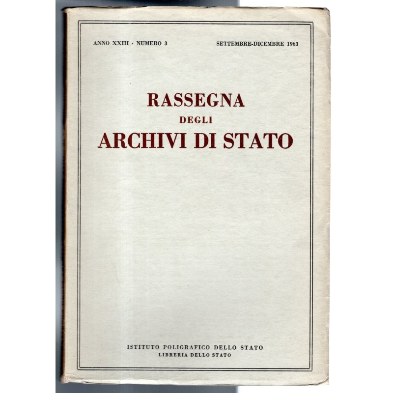 RASSEGNA DEGLI ARCHIVI DI STATO-n 3, settembre/dicembre-1963