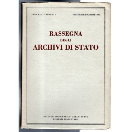 RASSEGNA DEGLI ARCHIVI DI STATO-n 3, settembre/dicembre-1963