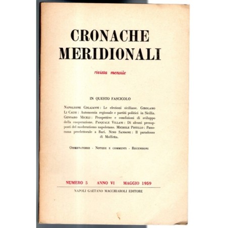 CRONACHE MERIDIONALI-n 5, maggio-1959