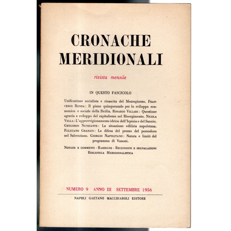 CRONACHE MERIDIONALI-n 9, settembre-1956