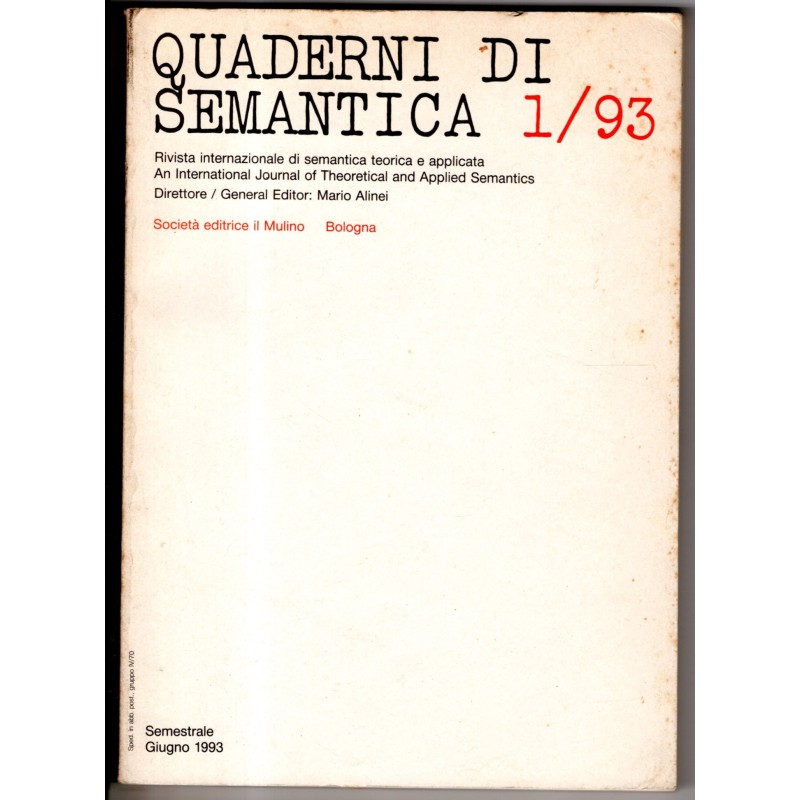 QUADERNI DI SEMANTICA-n 1, giugno-1993