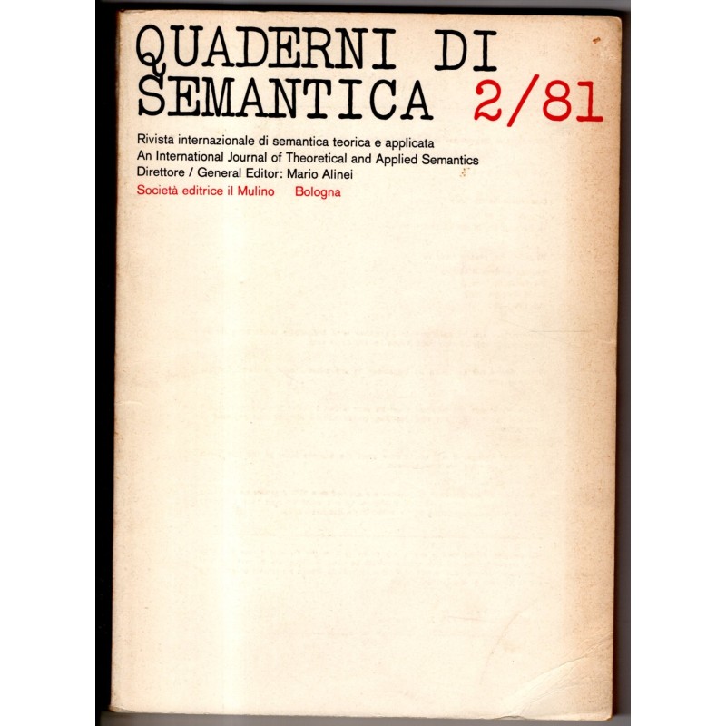 QUADERNI DI SEMANTICA-n 2, dicembre-1981