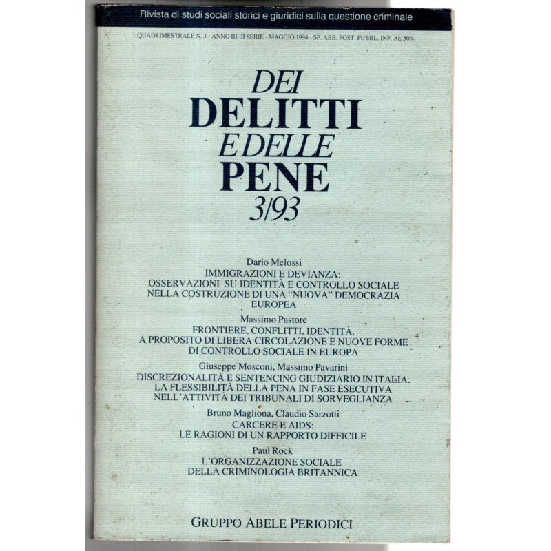 DEI DELITTI E DELLE PENE 3/93-n 3, maggio-1994