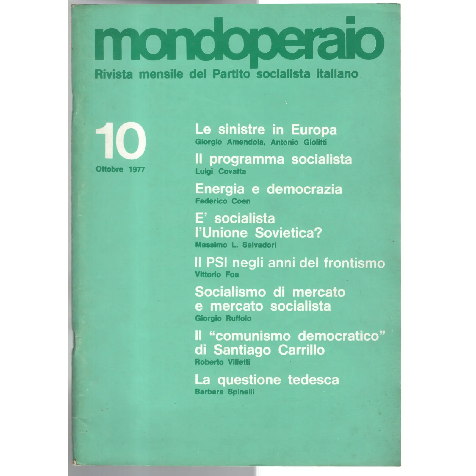 MONDOPERAIO-n 10, ottobre-1977