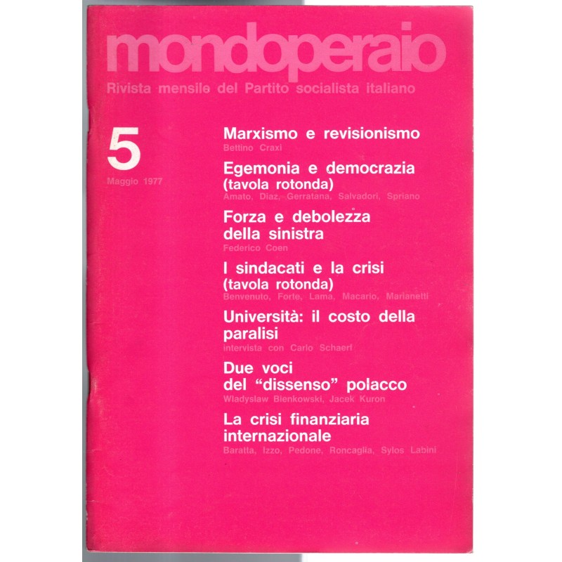 MONDOPERAIO-n 5, maggio-1977