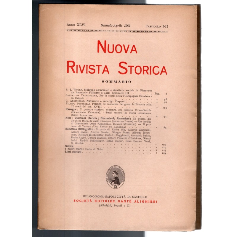 NUOVA RIVISTA STORICA-fasc I-II, gennaio/aprile-1962