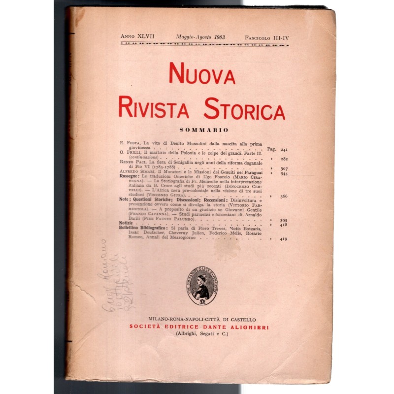 NUOVA RIVISTA STORICA-fasc III-IV, maggio/agosto-1963