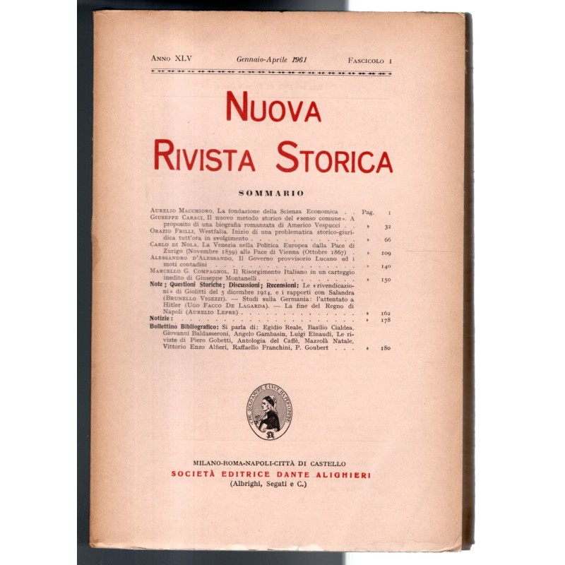 NUOVA RIVISTA STORICA-fasc I, gennaio/aprile-1961