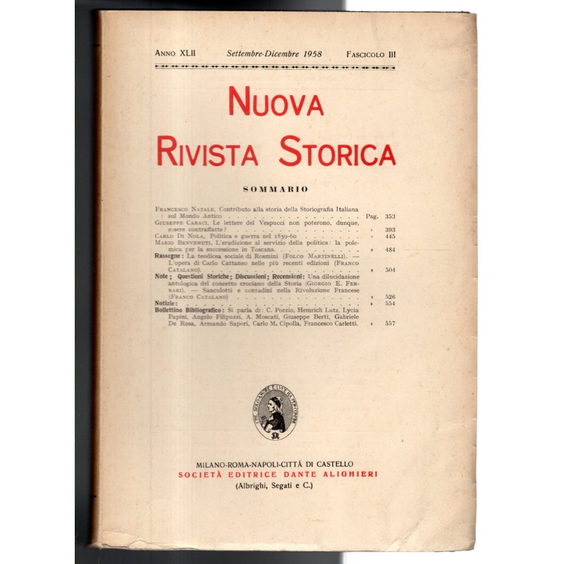 NUOVA RIVISTA STORICA-fasc III, settembre/dicembre-1958