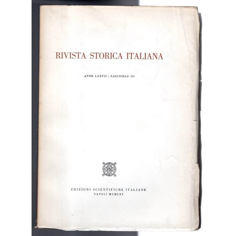 RIVISTA STORICA ITALIANA-fasc III-1965