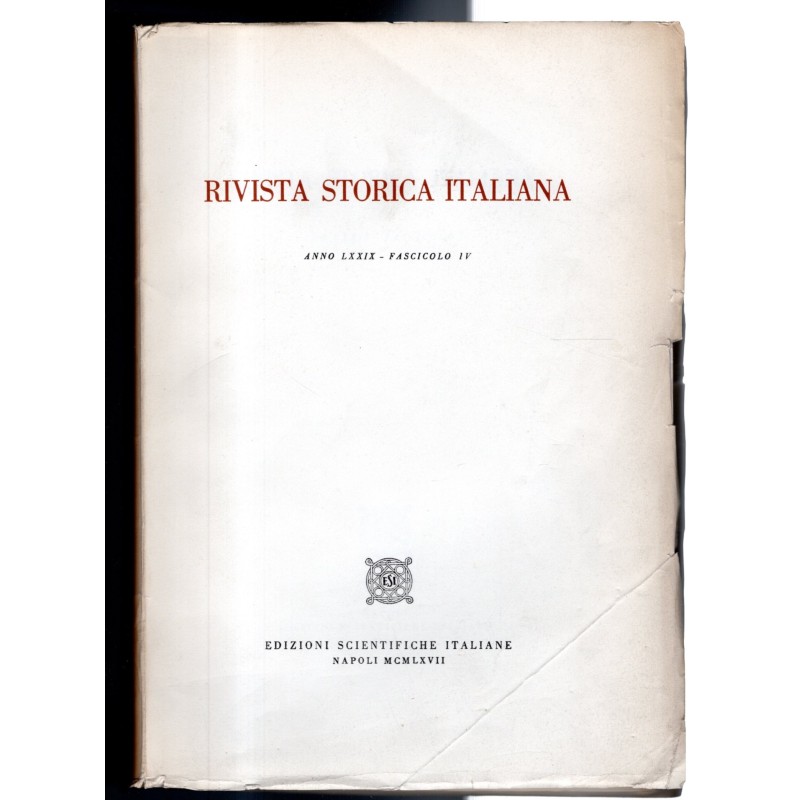RIVISTA STORICA ITALIANA-fasc IV-1967
