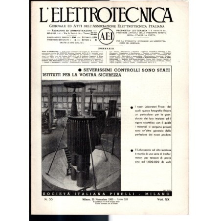 L'ELETTROTECNICA-n 33, 25 novembre, vol XX-1933