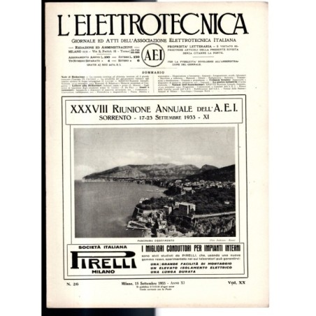 L'ELETTROTECNICA-n 26, 15 settembre, vol XX-1933