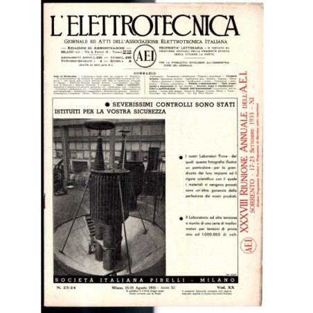 L'ELETTROTECNICA-n 23-24, 15-25 agosto, vol XX-1933