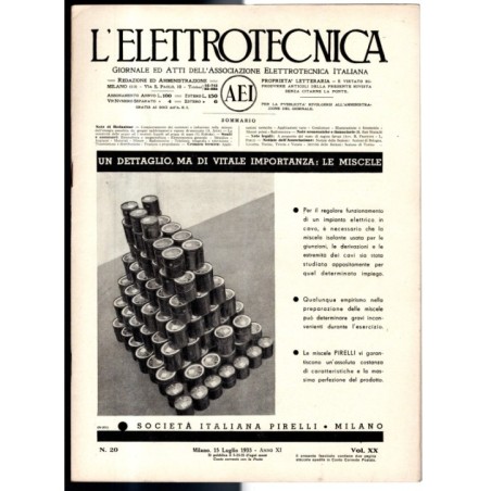L'ELETTROTECNICA-n 20, 15 luglio, vol XX-1933
