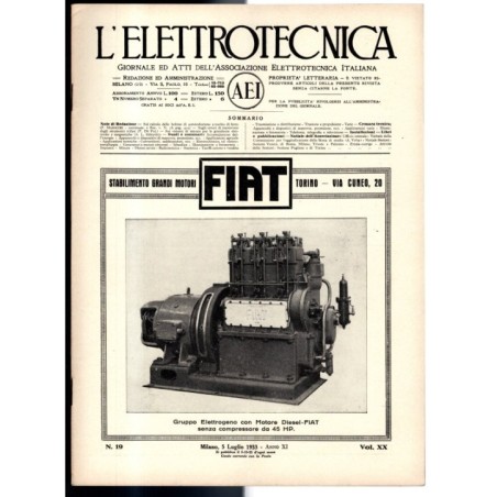 L'ELETTROTECNICA-n 19, 5 luglio, vol XX-1933
