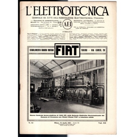 L'ELETTROTECNICA-n 12, 25 aprile, vol XX-1933