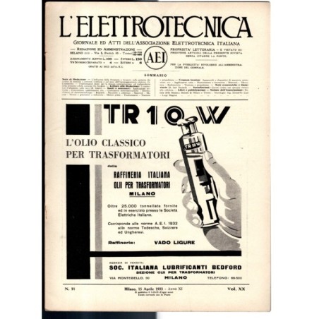 L'ELETTROTECNICA-n 11, 15 aprile, vol XX-1933