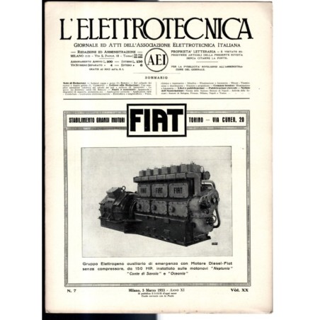 L'ELETTROTECNICA-n 7, 5 marzo, vol XX-1933