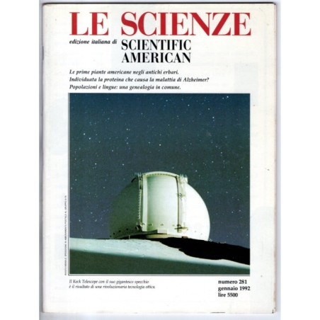 LE SCIENZE. EDIZIONE ITALIANA DI SCIENTIFIC AMERICAN-n 281, gennaio-1992