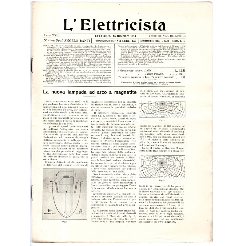 L'ELETTRICISTA-serie III, vol III, n 24, 15 dicembre-1914