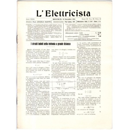 L'ELETTRICISTA-serie III, vol III, n 22, 15 novembre-1914