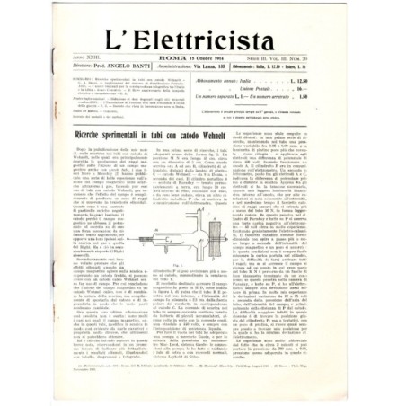 L'ELETTRICISTA-serie III, vol III, n 20, 15 ottobre-1914