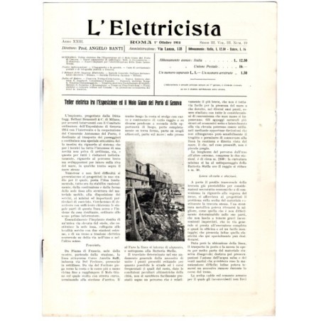 L'ELETTRICISTA-serie III, vol III, n 19, 1 ottobre-1914