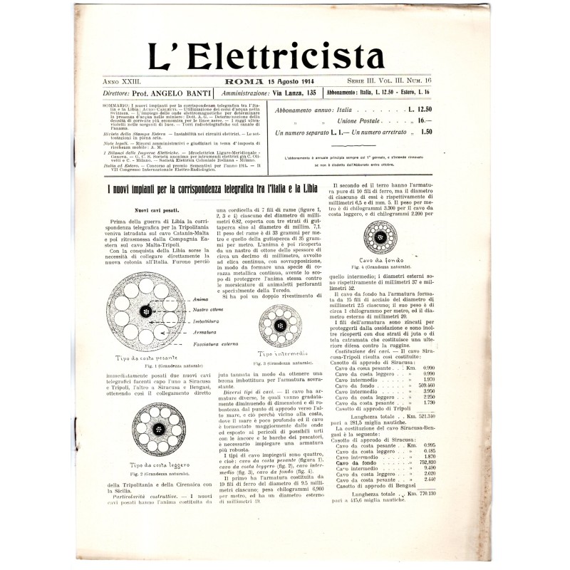 L'ELETTRICISTA-serie III, vol III, n 16, 15 agosto-1914