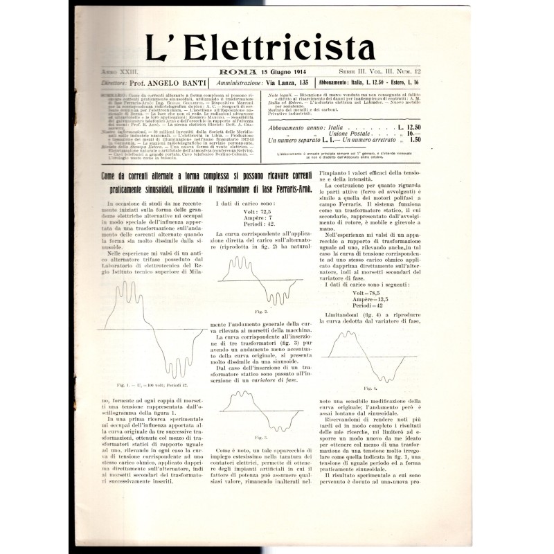 L'ELETTRICISTA-serie III, vol III, n 12, 15 giugno-1914