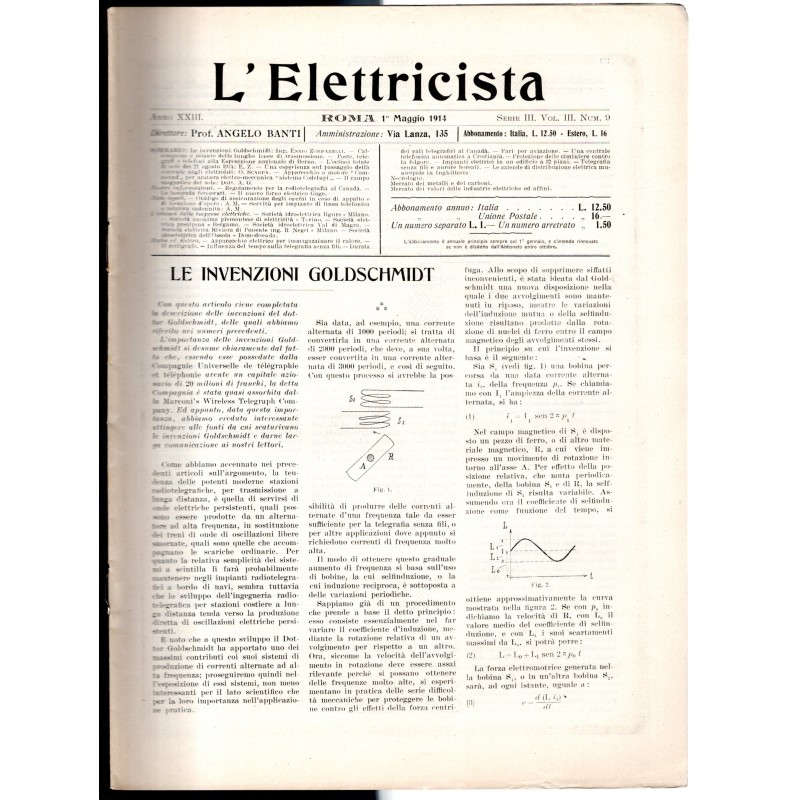 L'ELETTRICISTA-serie III, vol III, n 9, 1 maggio-1914