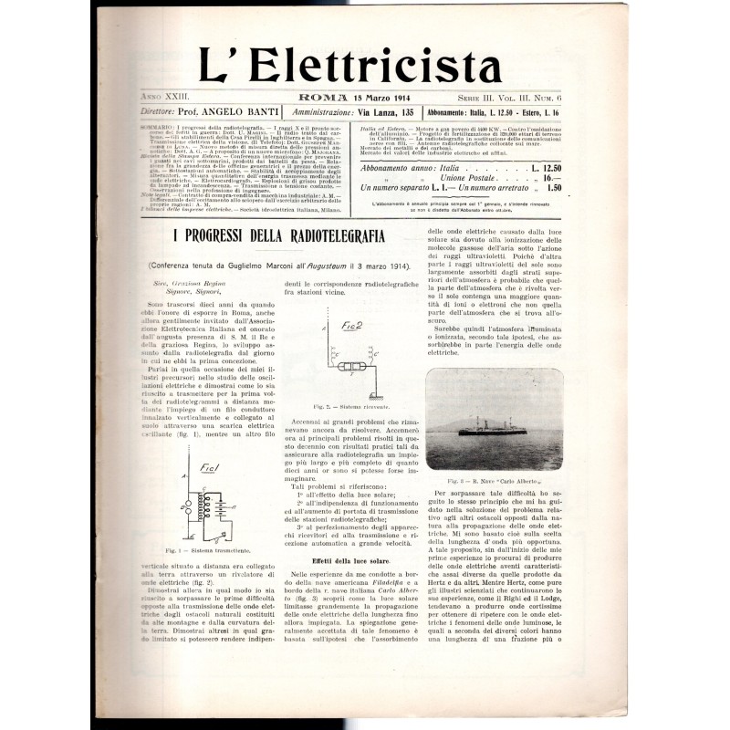 L'ELETTRICISTA-serie III, vol III, n 6, 15 marzo-1914