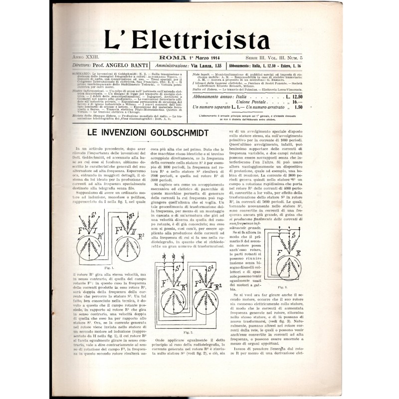L'ELETTRICISTA-serie III, vol III, n 5, 1 marzo-1914