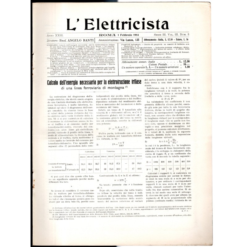 L'ELETTRICISTA-serie III, vol III, n 3, 1 febbraio-1914