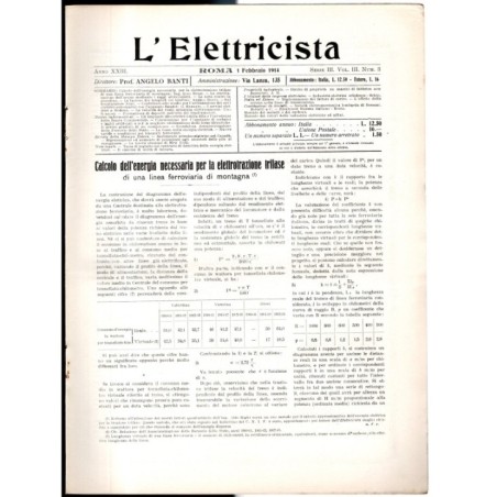 L'ELETTRICISTA-serie III, vol III, n 3, 1 febbraio-1914