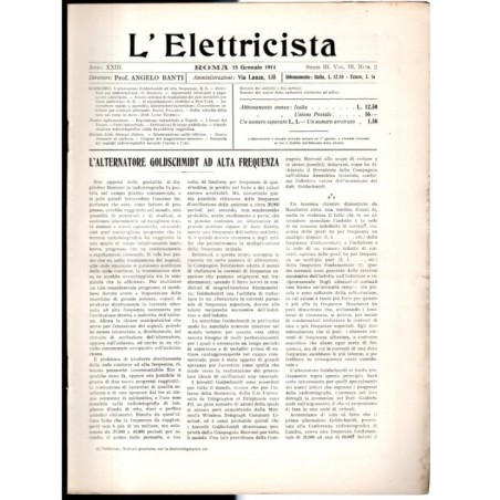 L'ELETTRICISTA-serie III, vol III, n 2, 15 gennaio-1914