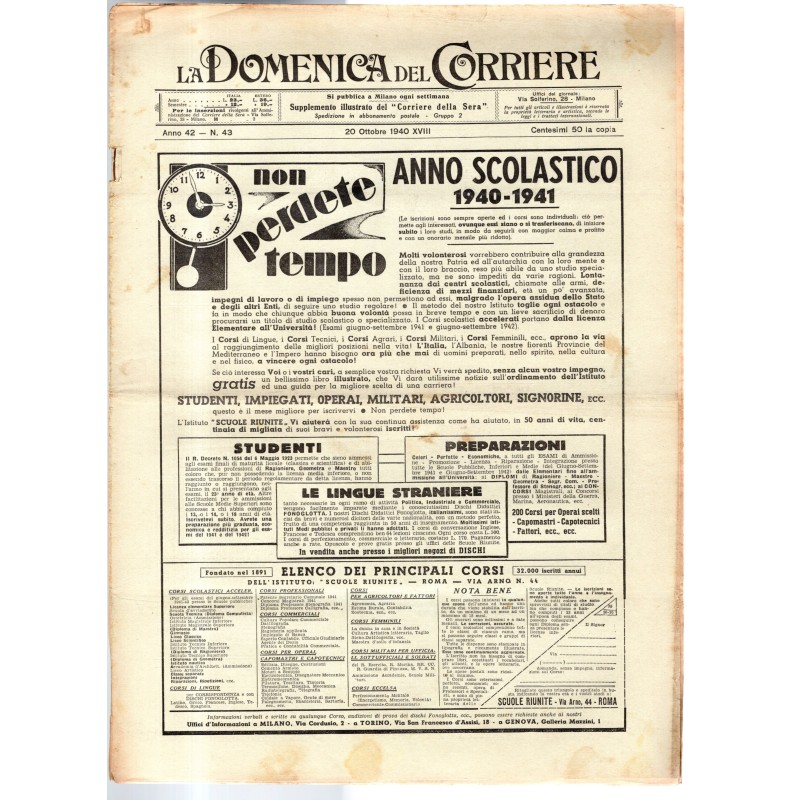 LA DOMENICA DEL CORRIERE-n 43, 20 ottobre-1940