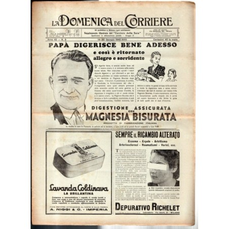 LA DOMENICA DEL CORRIERE-n 3, 14-20 gennaio-1940
