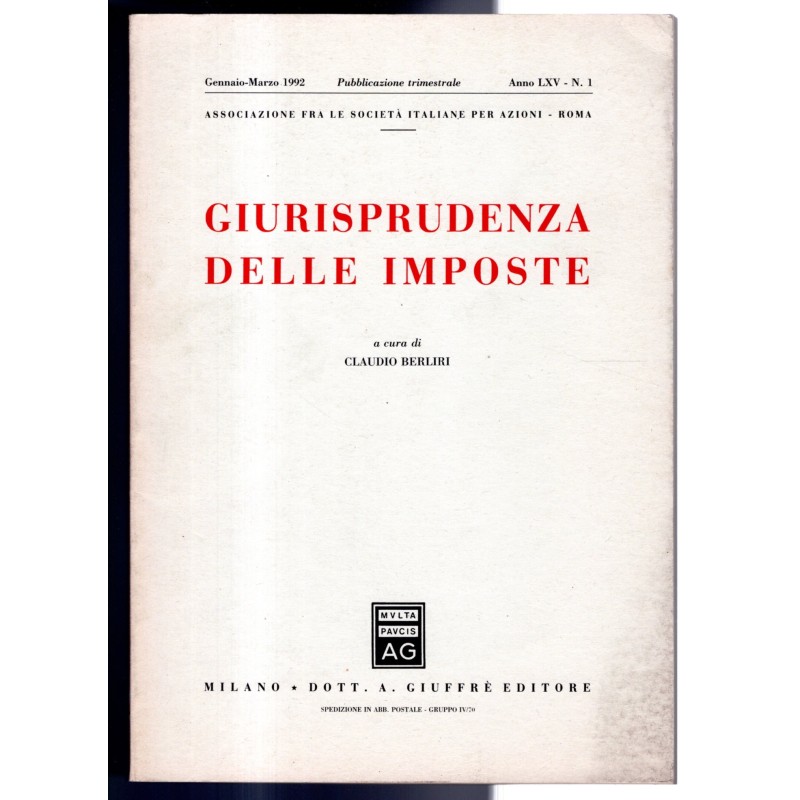 GIURISPRUDENZA DELLE IMPOSTE-n 1, gennaio/marzo-1992