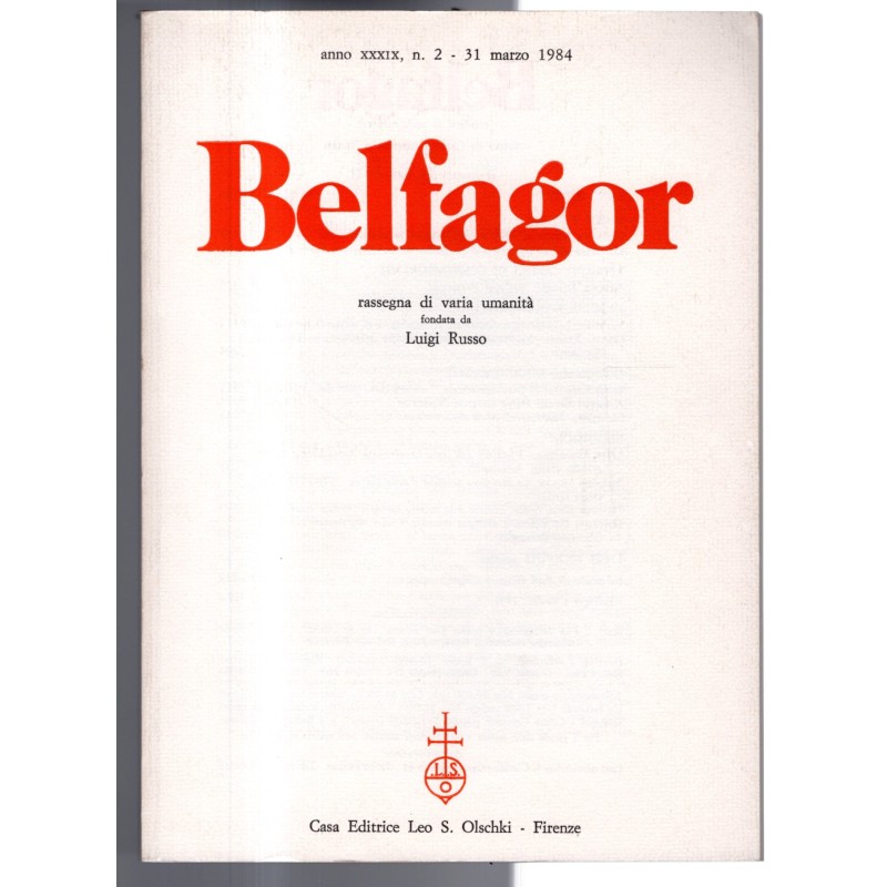 BELFAGOR. RASSEGNA DI VARIA UMANITÀ-n 2, 31 marzo-1984