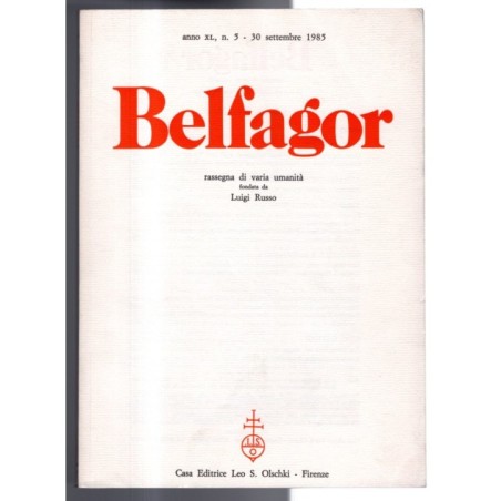BELFAGOR. RASSEGNA DI VARIA UMANITÀ-n 5, 30 settembre-1985