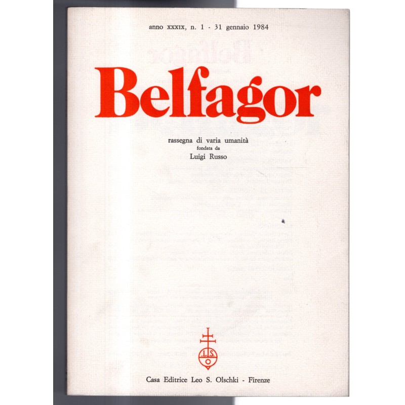 BELFAGOR. RASSEGNA DI VARIA UMANITÀ-n 1, 31 gennaio-1984