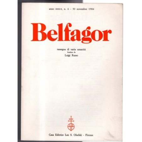 BELFAGOR. RASSEGNA DI VARIA UMANITÀ-n 6, 30 novembre-1984