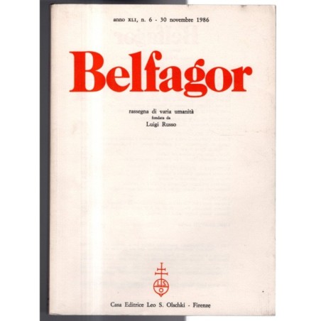 BELFAGOR. RASSEGNA DI VARIA UMANITÀ-n 6, 30 novembre-1986