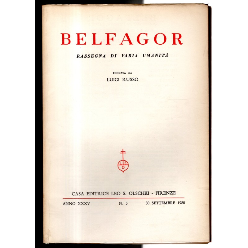 BELFAGOR. RASSEGNA DI VARIA UMANITÀ-n 5, 30 settembre-1980