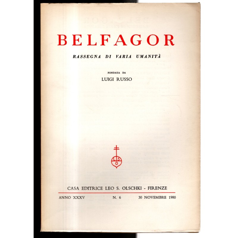 BELFAGOR. RASSEGNA DI VARIA UMANITÀ-n 6, 30 novembre-1980