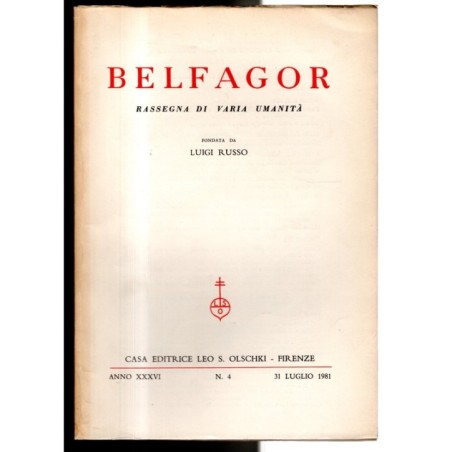 BELFAGOR. RASSEGNA DI VARIA UMANITÀ-n 4, 31 luglio-1981
