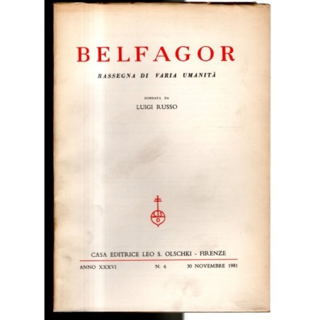 BELFAGOR. RASSEGNA DI VARIA UMANITÀ-n 6, 30 novembre-1981