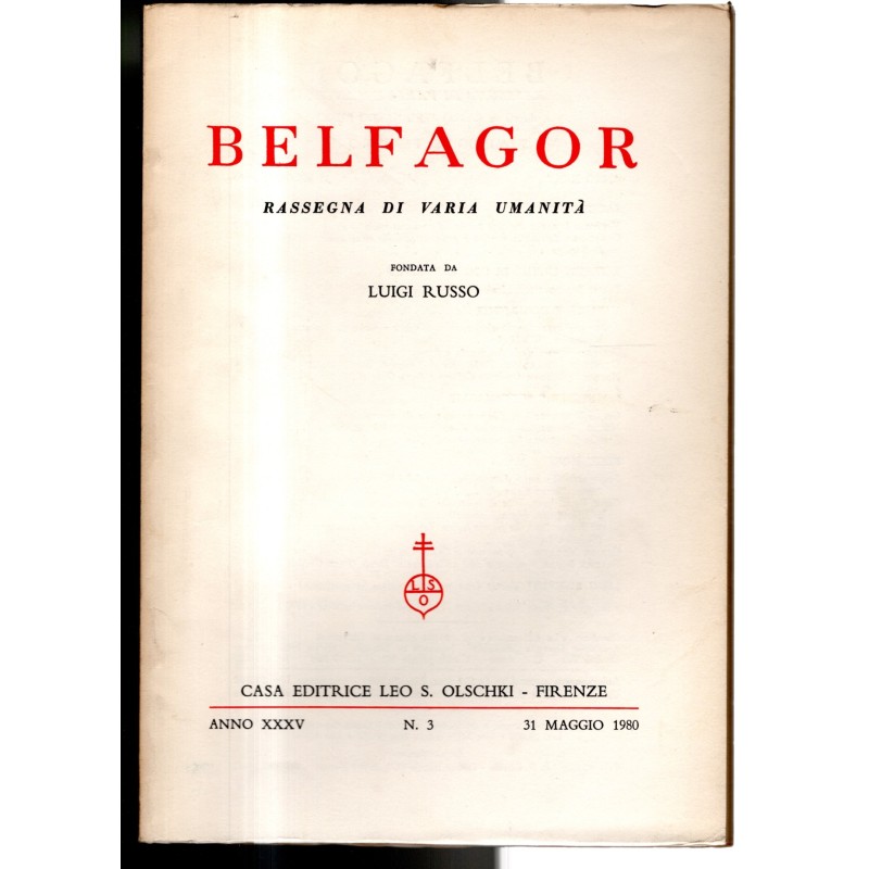 BELFAGOR. RASSEGNA DI VARIA UMANITÀ-n 3, 31 maggio-1980